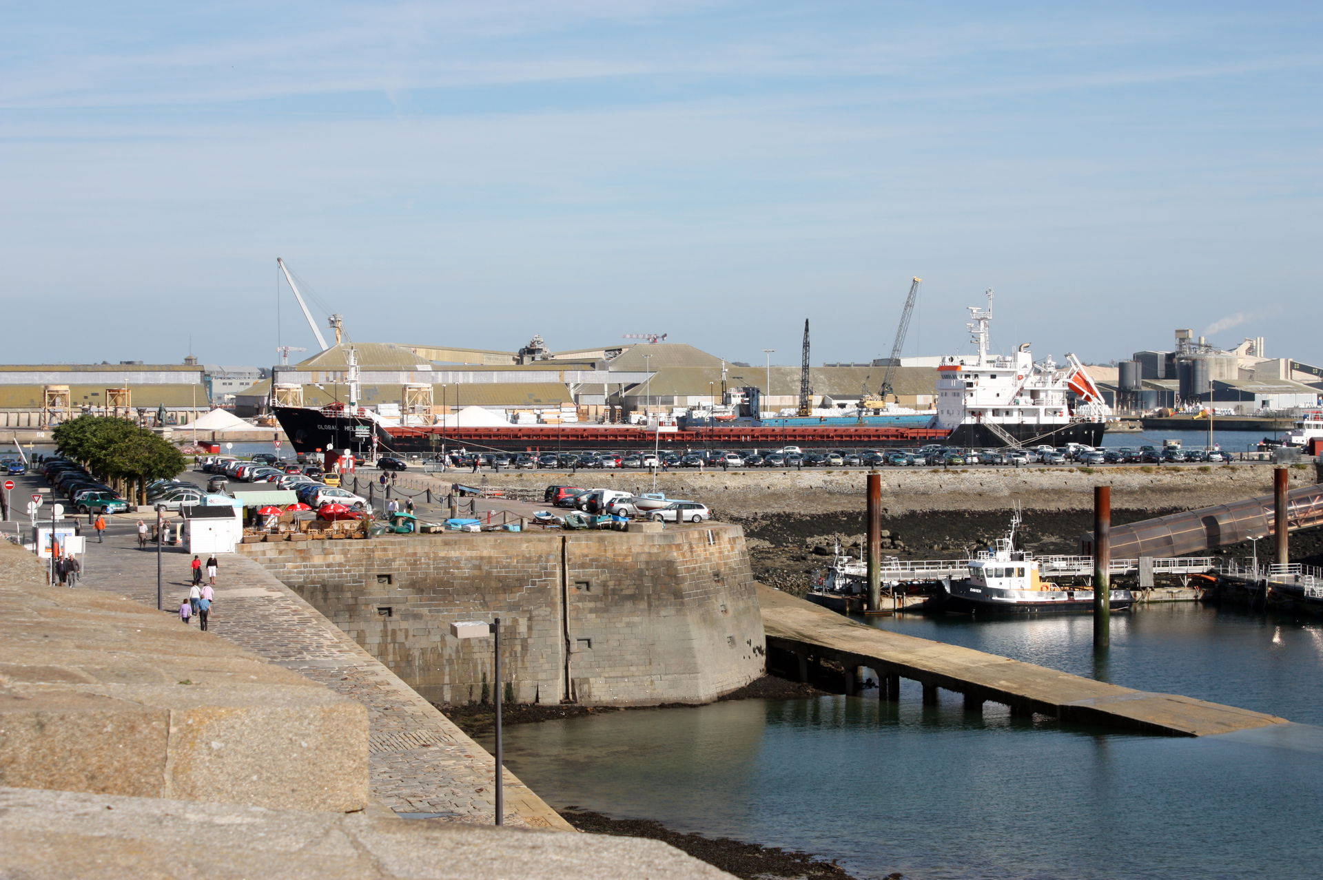 The cargo Global Helena in the harbour of Saint-Malo.