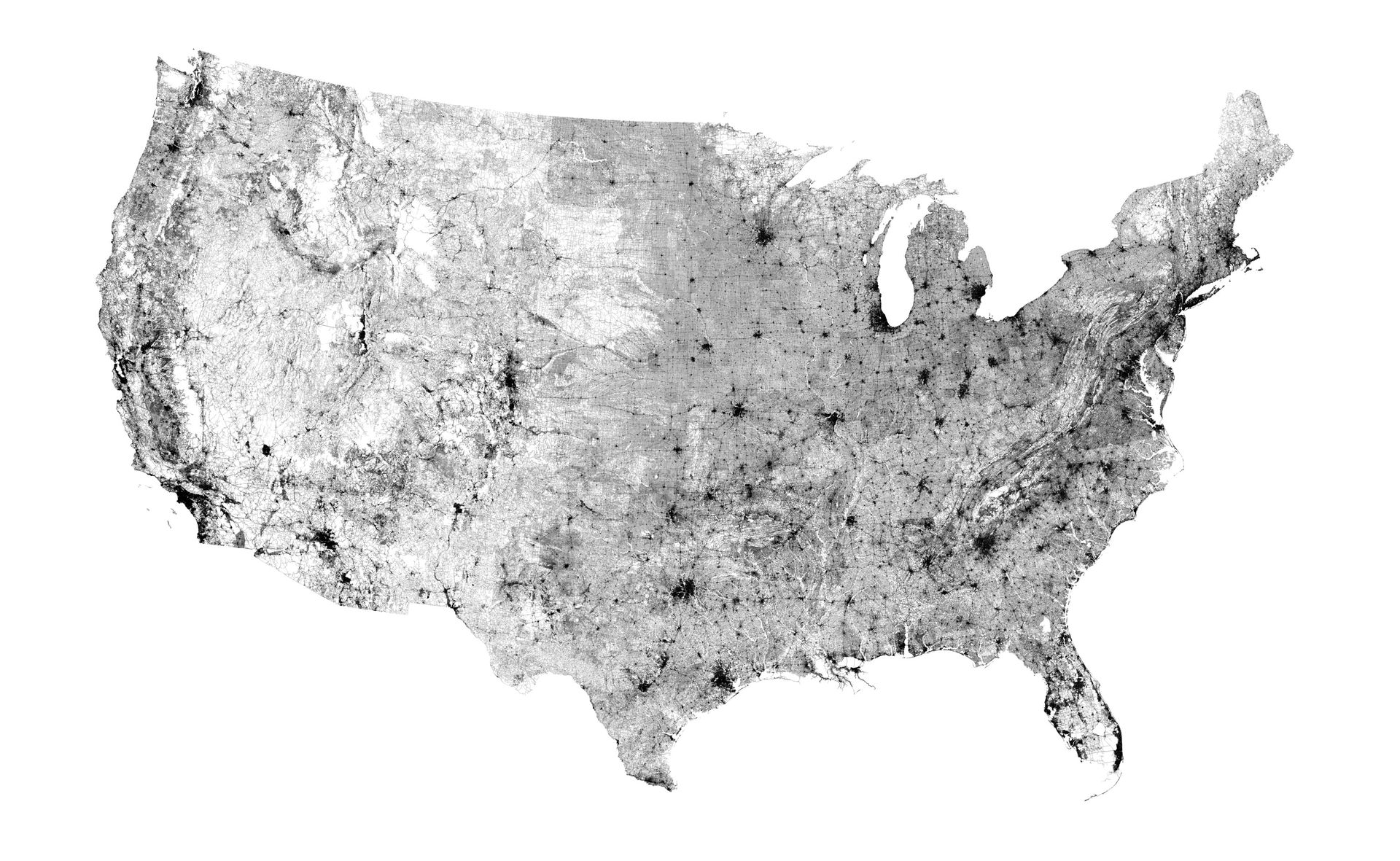 Every public road in the contiguous United States, based on the…