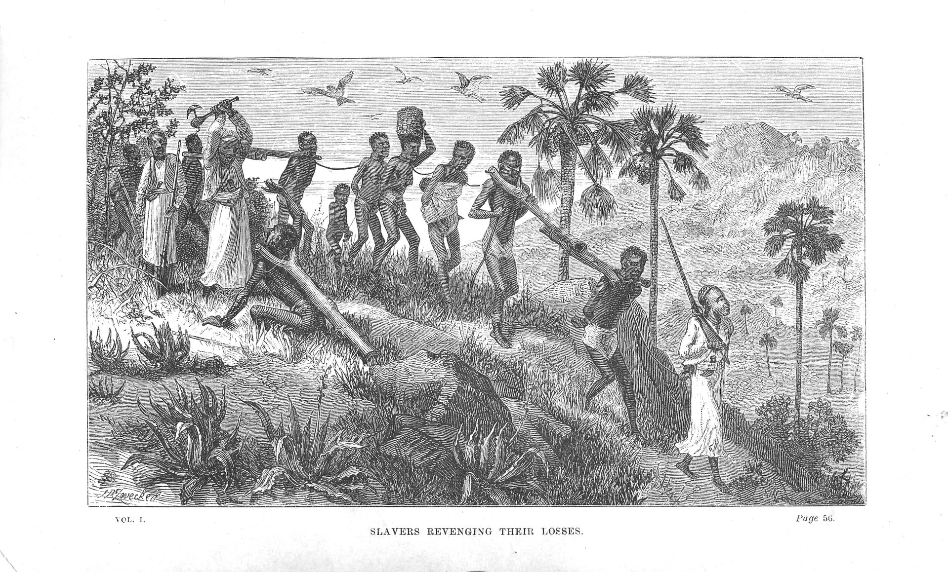 Captioned, "Slavers Revenging their Losses," shows a coffle of …