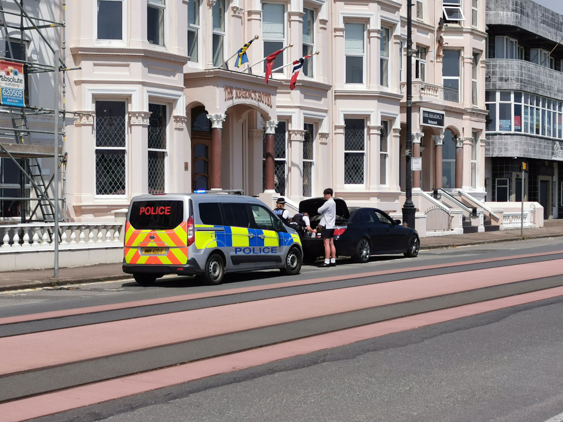 A traffic stop in Douglas on the Isle of Man