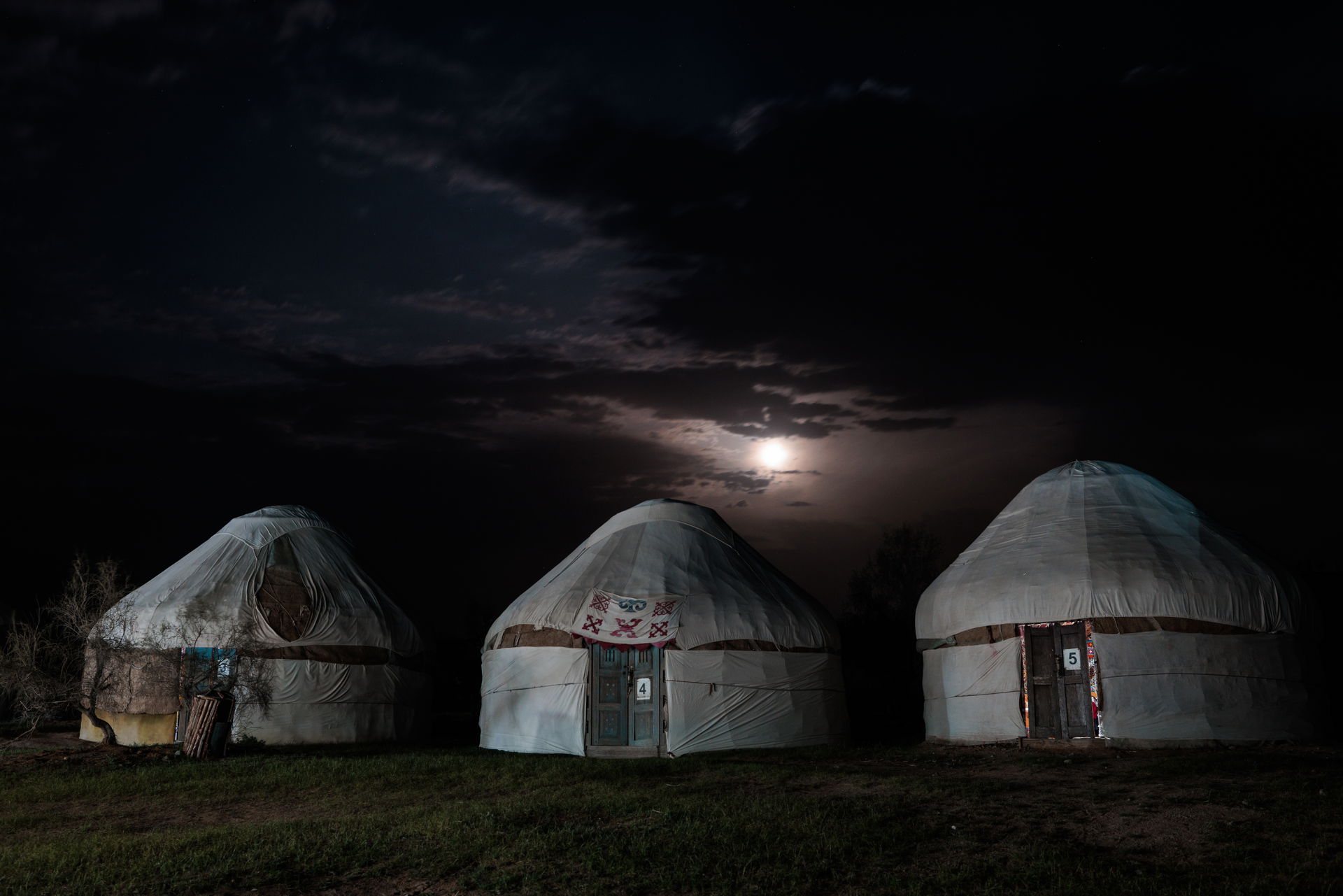 Kazakh yurts in the Kyzylkum desert, Uzbekistan.