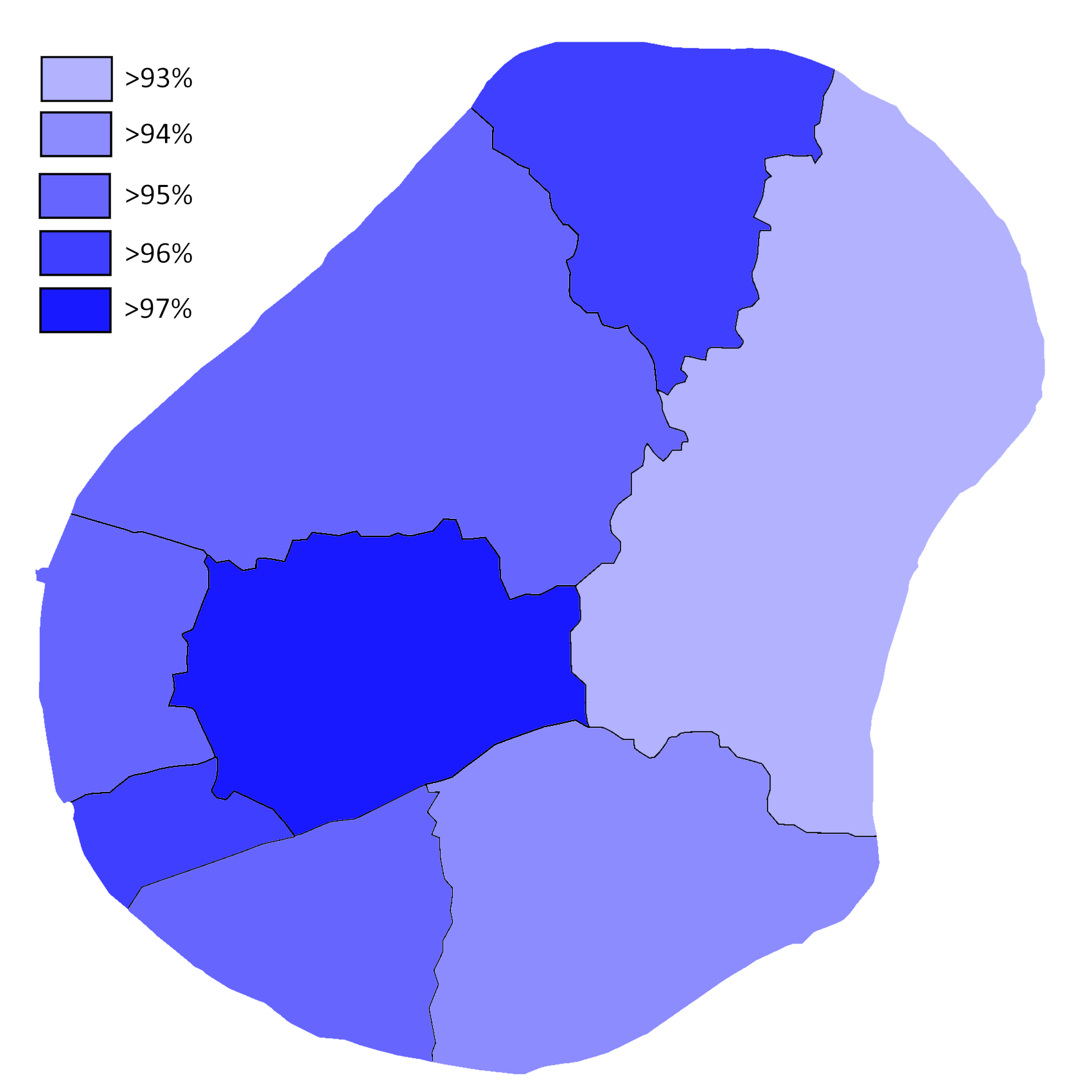 Map of 2019 Nauruan parliamentary election turnout by electoral…