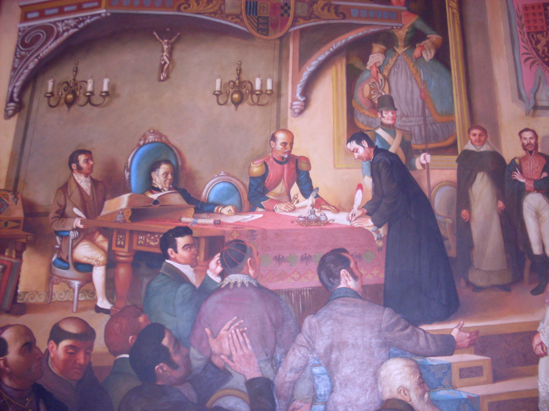 Detalle del cuadro "La Firma del Acta de Independencia" del chi…