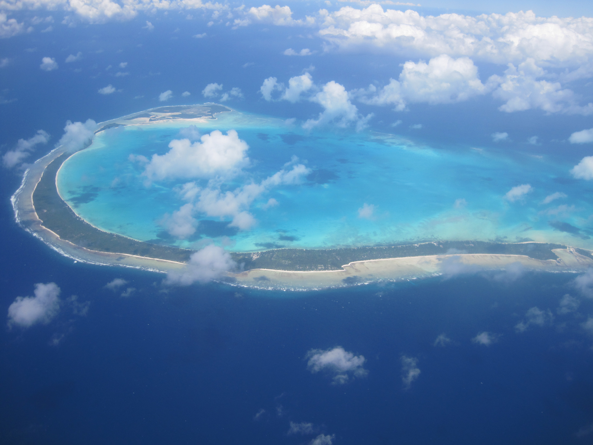 Onotoa Atoll from the East, from an airplane midway from Tabite…