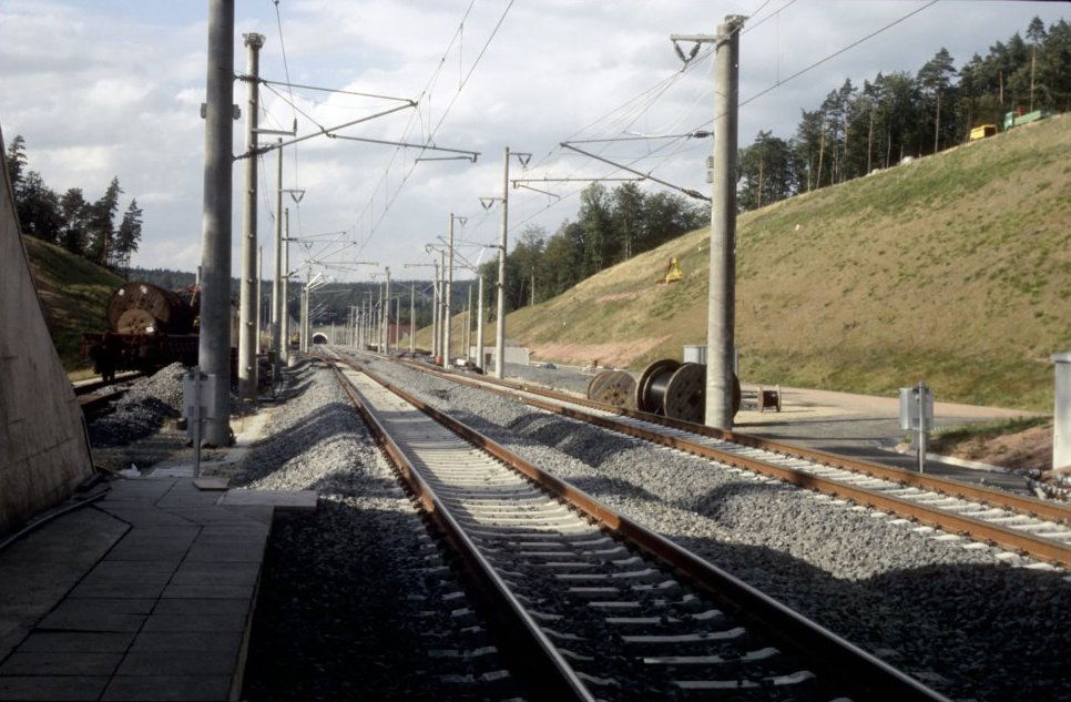 A view from the south portal of Krämerskuppe Tunnel, to the nor…