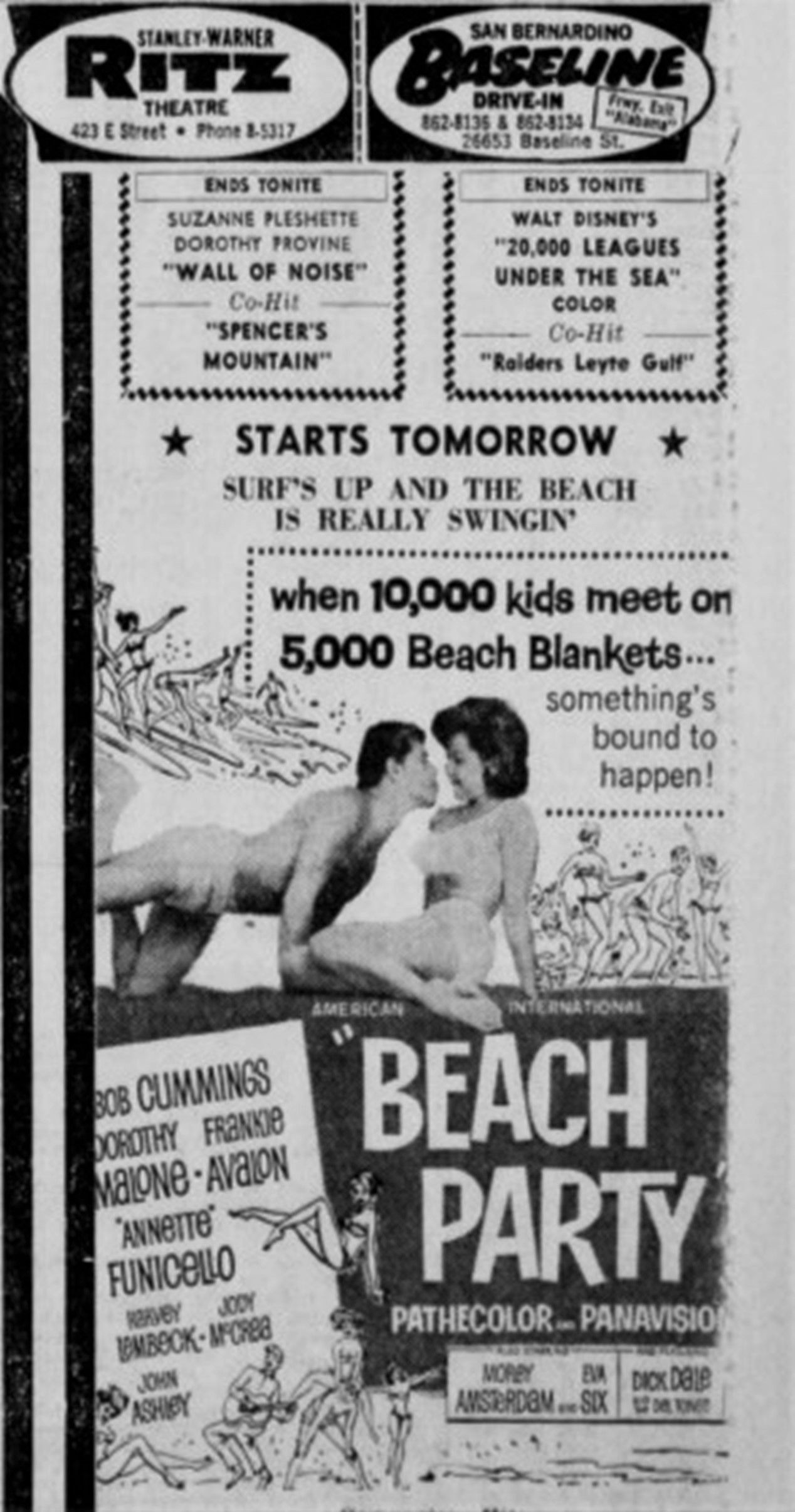 Ritz Theatre and Baseline Drive-In advertisement for the Americ…