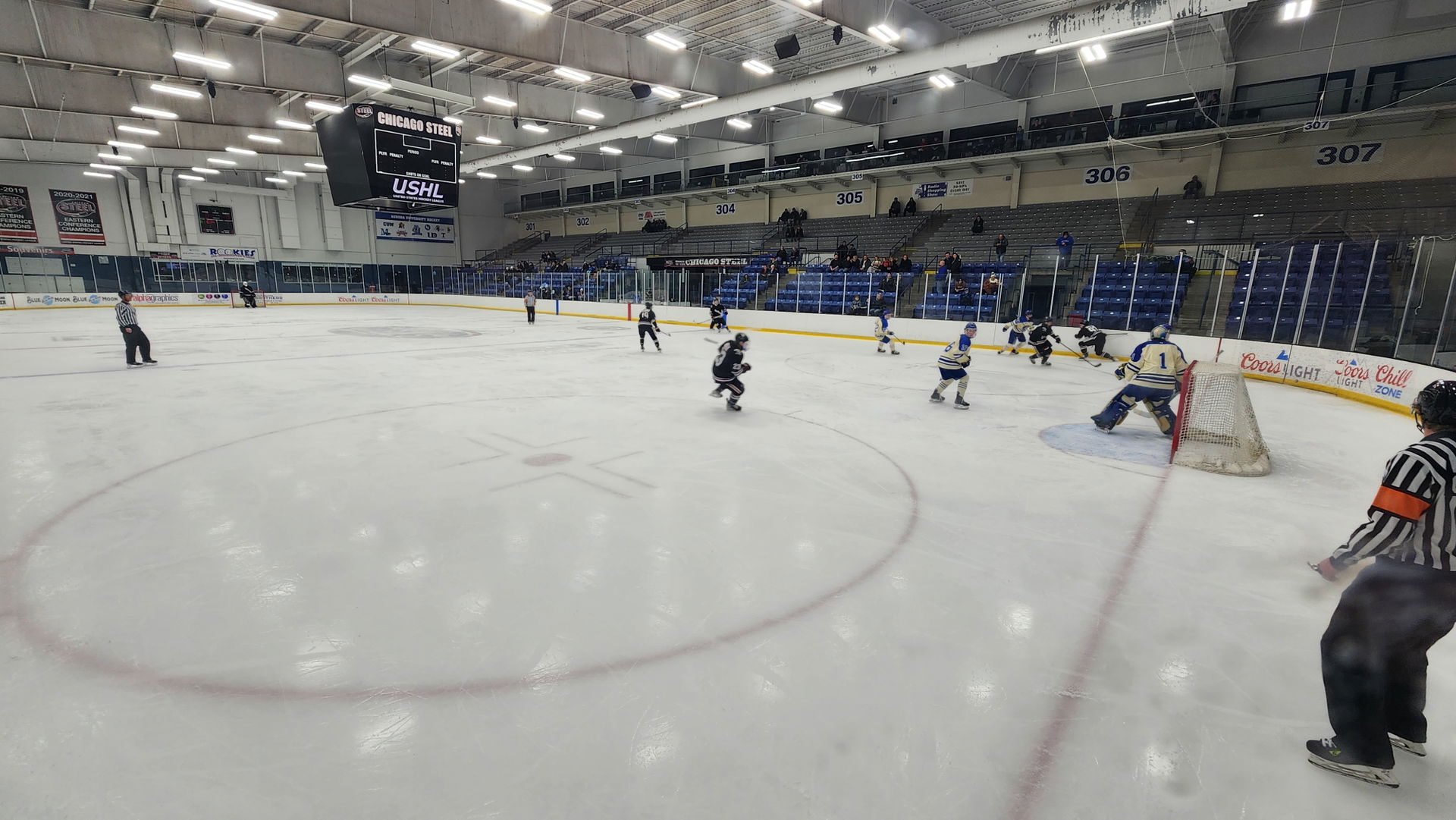 The Fox Valley Ice Arena during a 2024 hockey game between Auro…