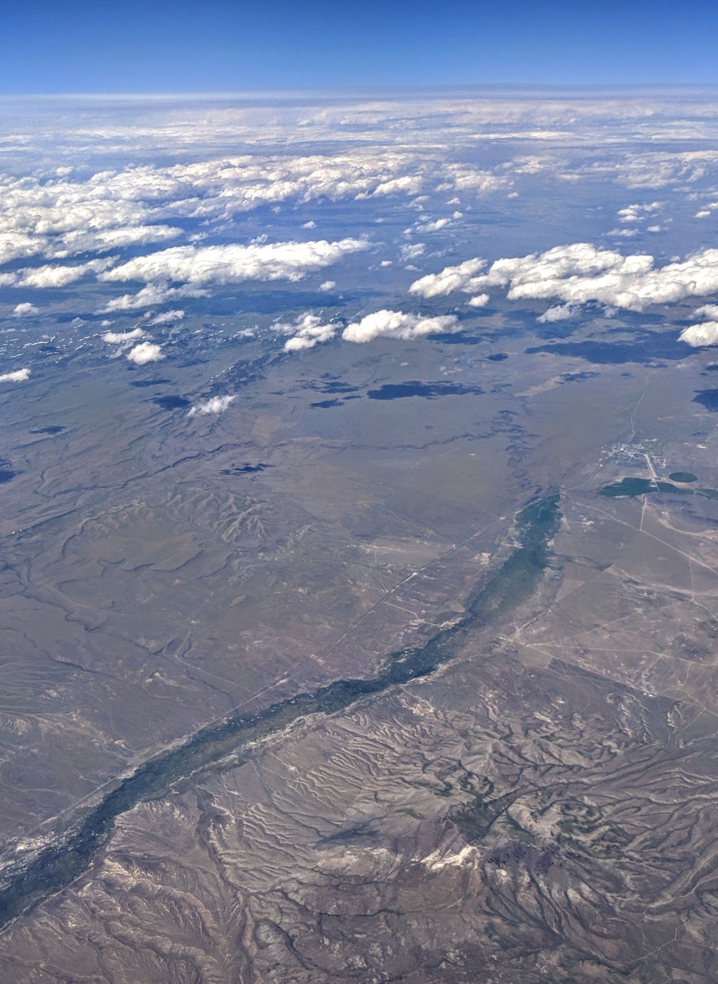 Aerial view of Salmon Falls Creek from the south, where it is a…