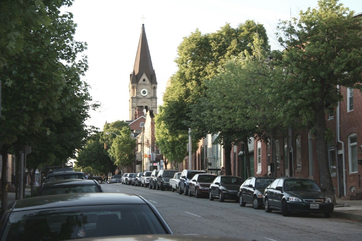Looking north on S. Wolfe Street in Upper Fells Point, Baltimor…