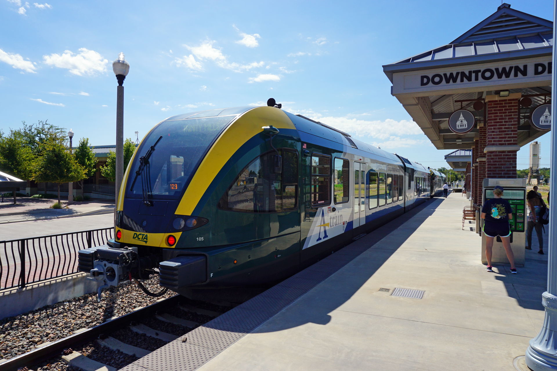 The DCTA A-train at Downtown Denton Transit Center in Denton, T…