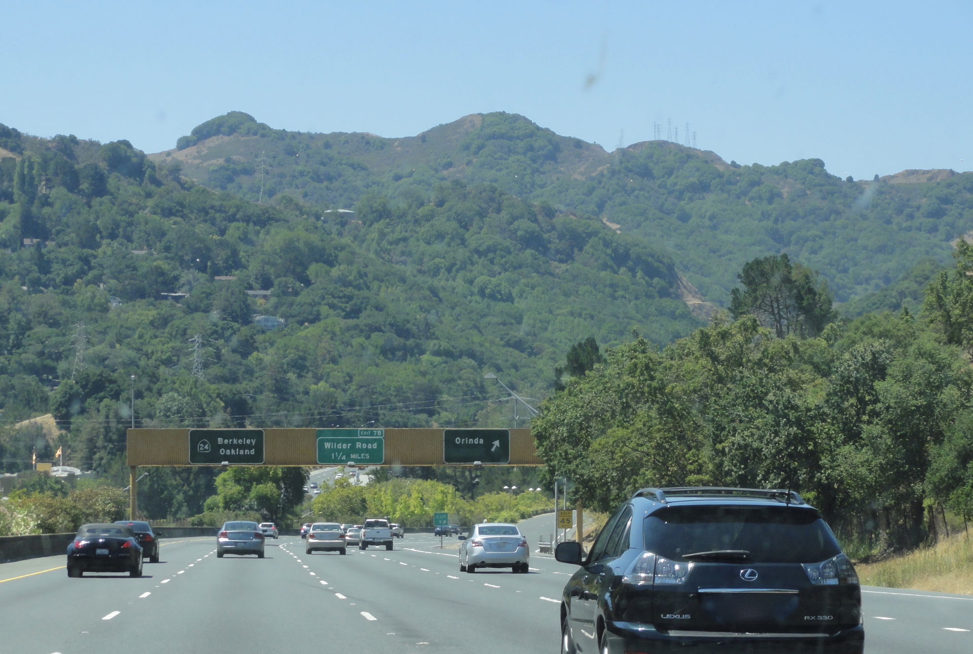 The Berkeley Hills as seen from CA 24 near Orinda, CA.