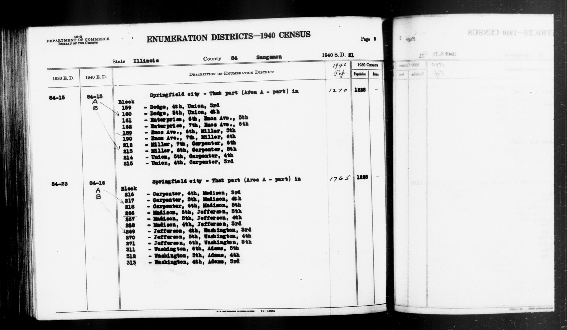 Scope and content:  This item lists Enumeration Districts for:
…