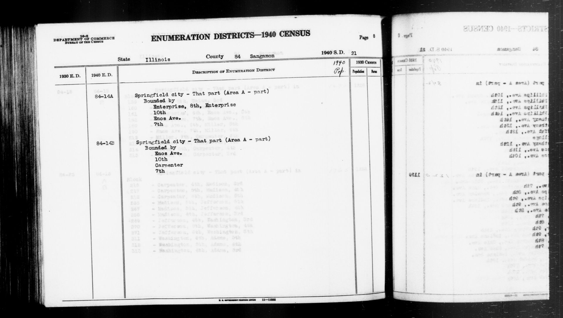 Scope and content:  This item lists Enumeration Districts for:
…