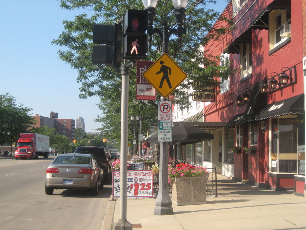 REO Town district in Lansing, Michigan, located south of downto…