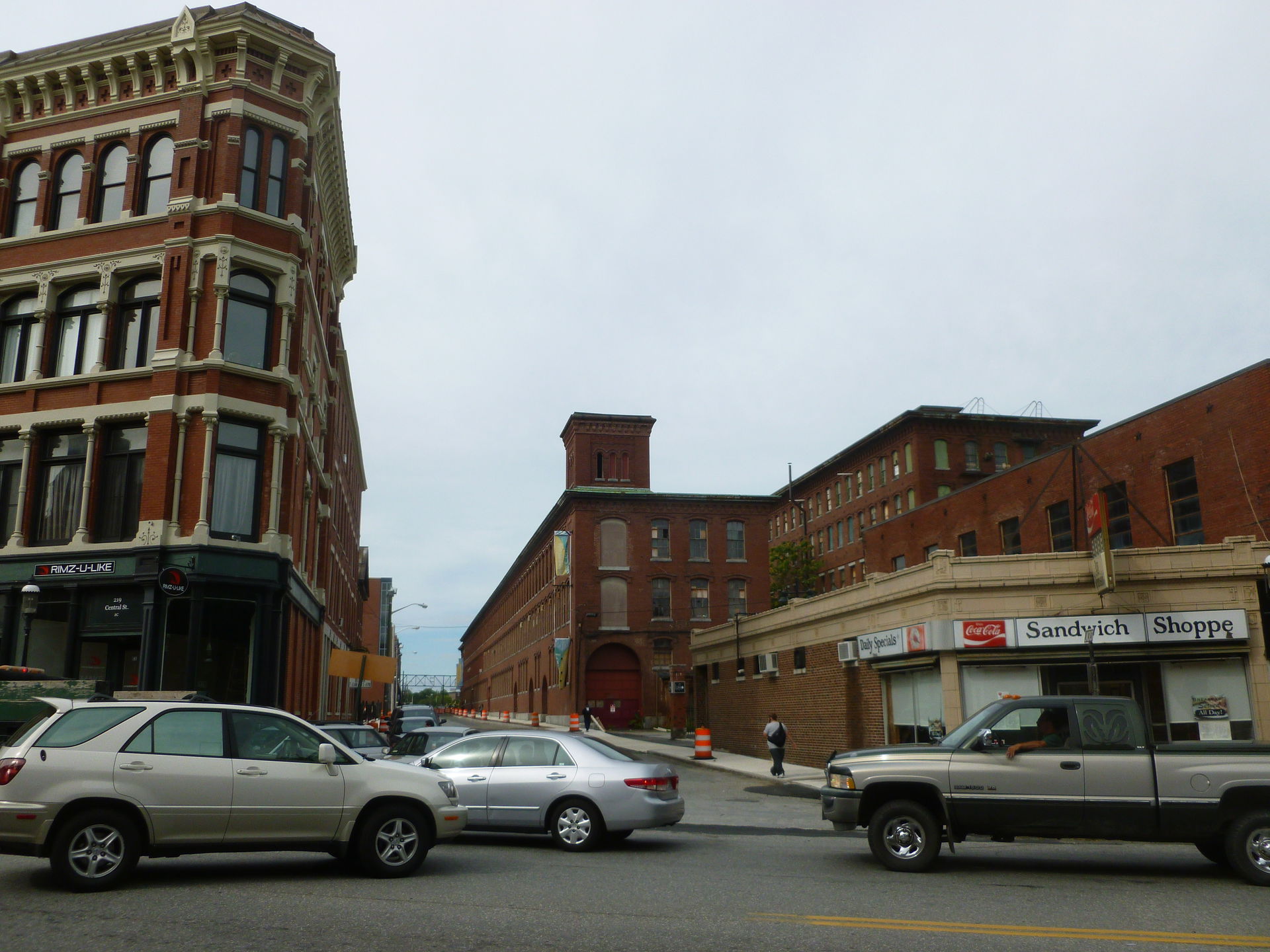 Looking down Jackson Street from across its (very crowded) inte…