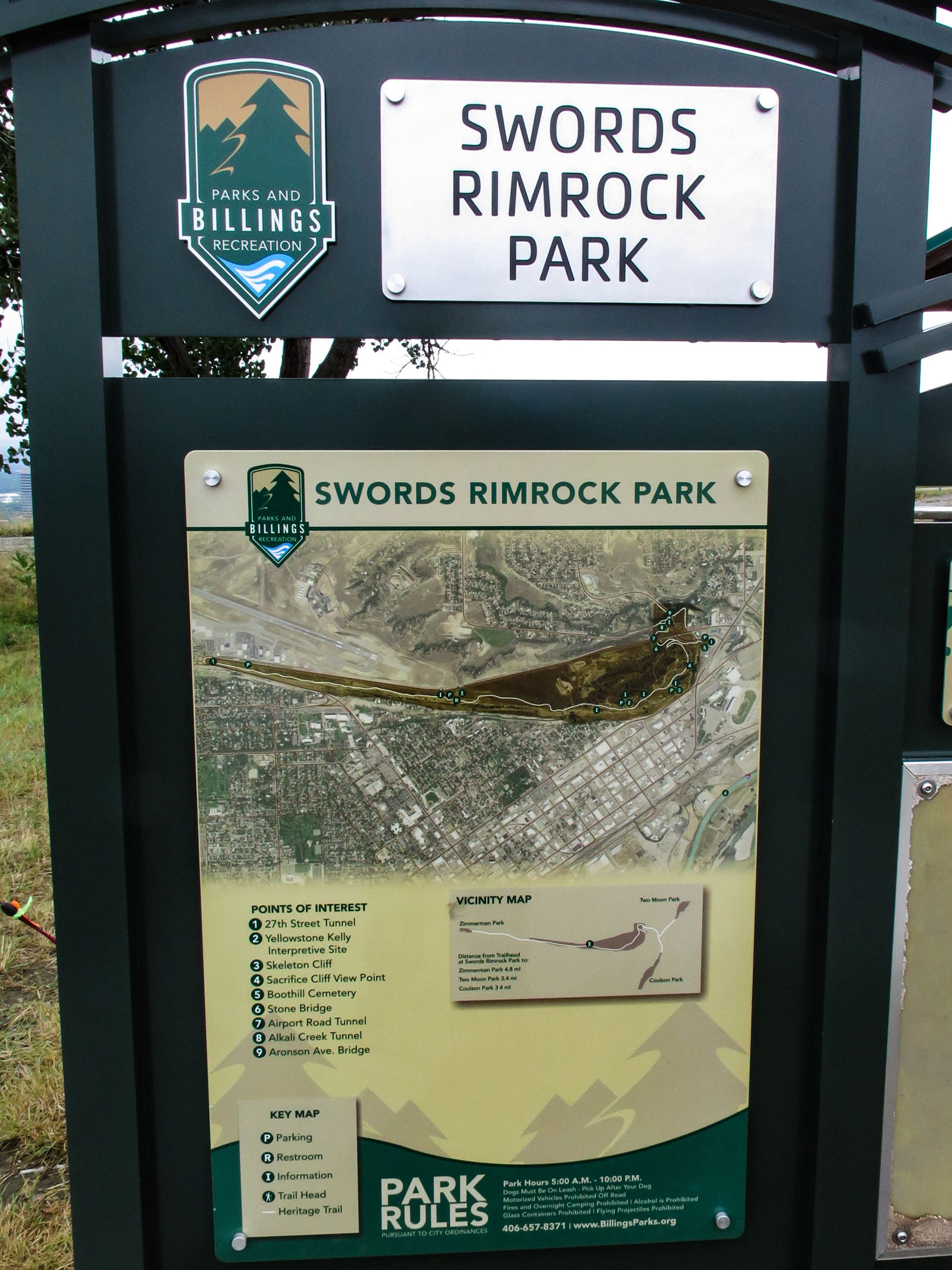 This sign is at Swords Rimrock Park in Billings, Montana.