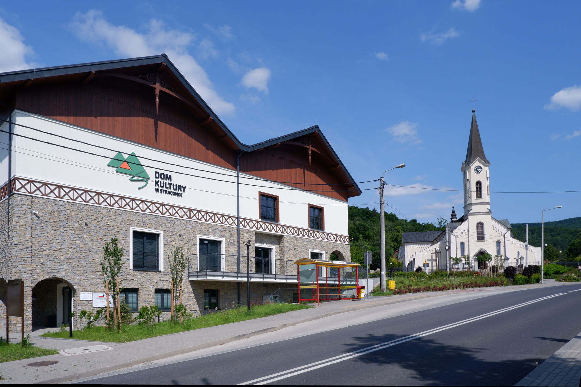 Community centre and church in Straconka, a district of Bielsko…