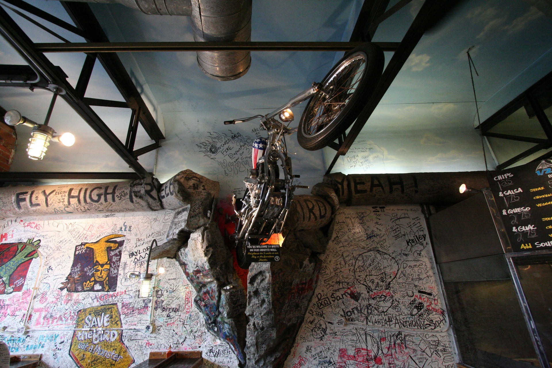 Harley in the wall at Freebirds at Northgate in College Station…