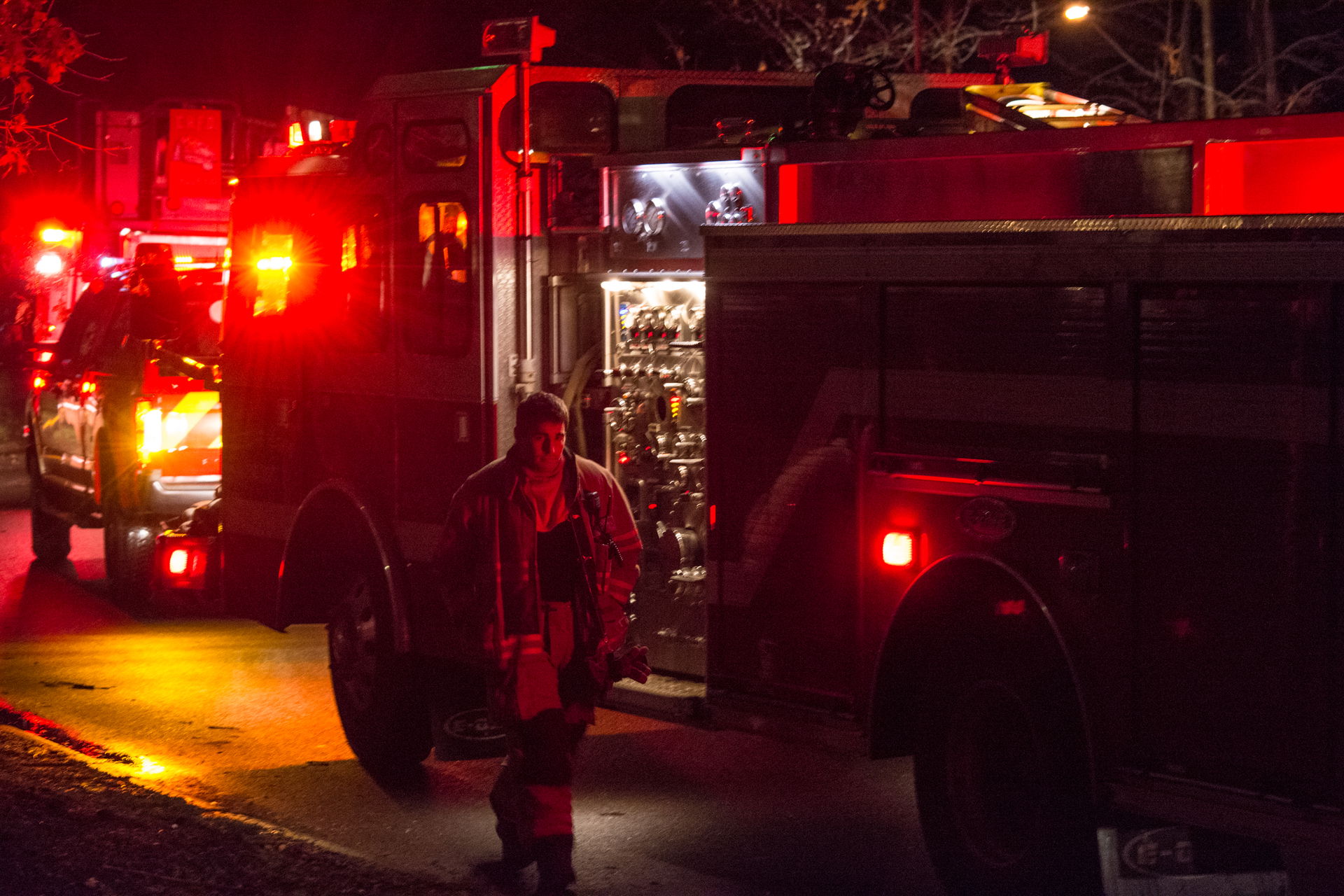 A firefighter gets of the Cleveland Heights Fire Department res…