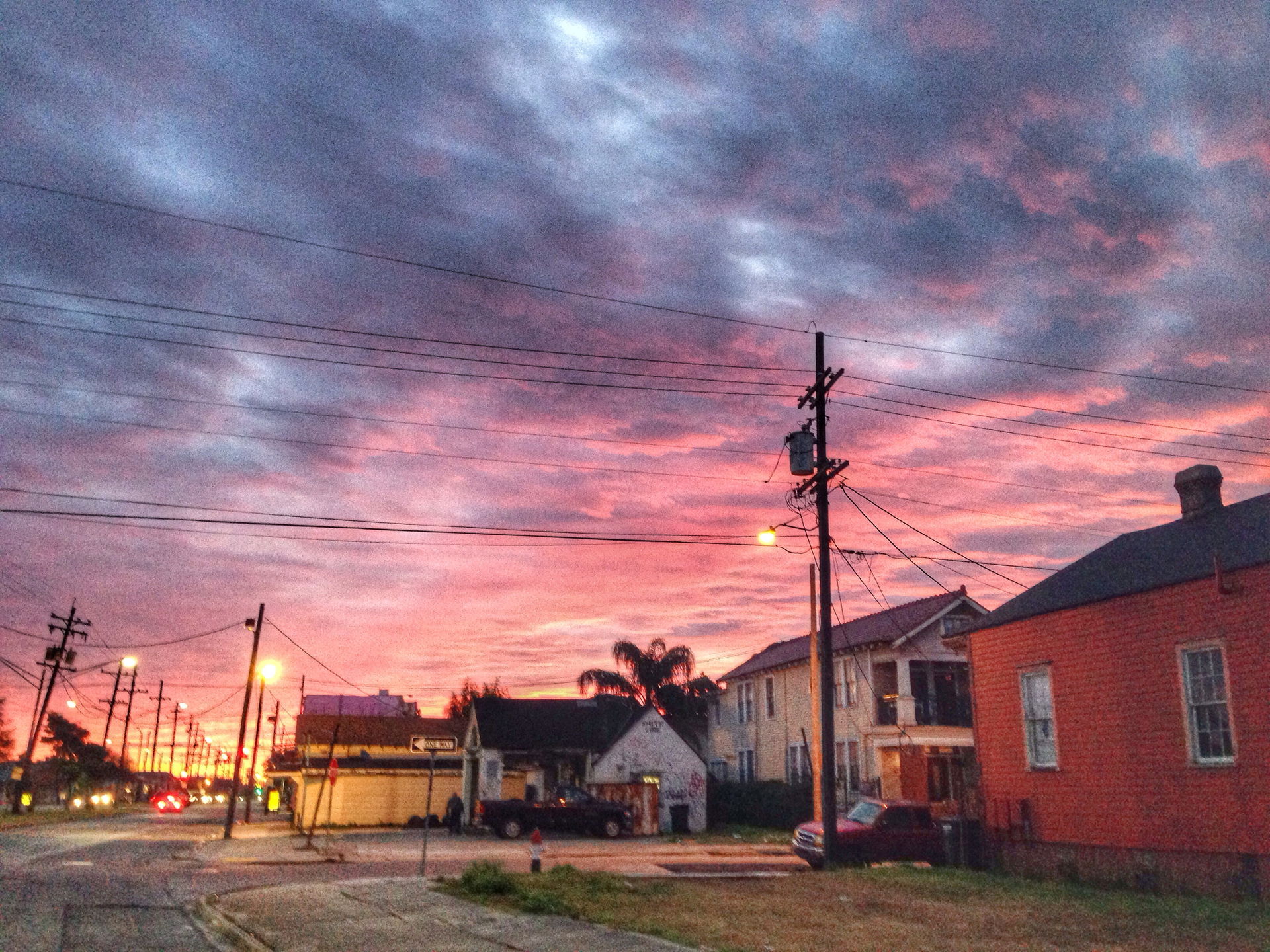 Sunrise over the Faubourg-Marigny neighborhood of New Orleans, …
