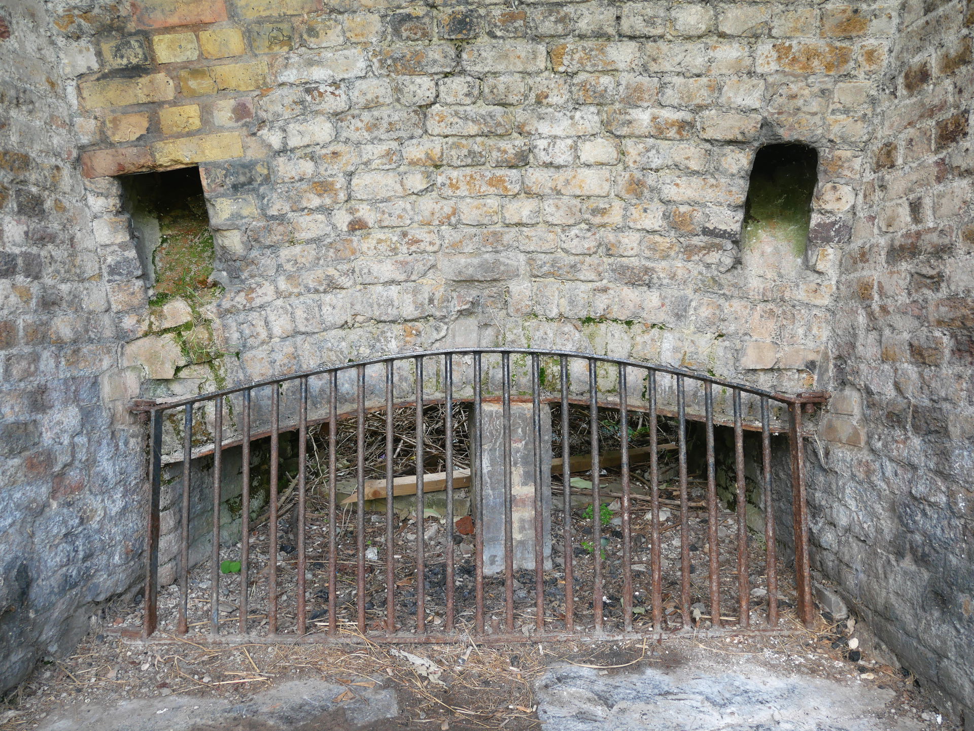 One of the alcoves at the listed lime kiln in Burgess Park.