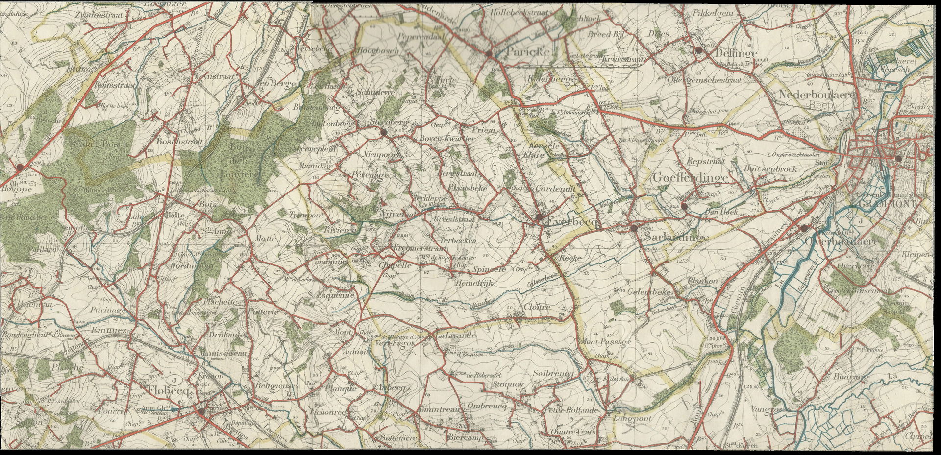 Military staff map of Floesberg, Everbeek, Geraardsbergen and s…