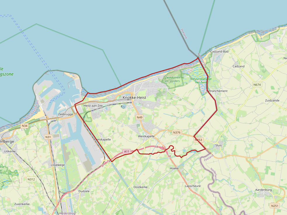 Carte OSM de Knokke-Heist, Belgique