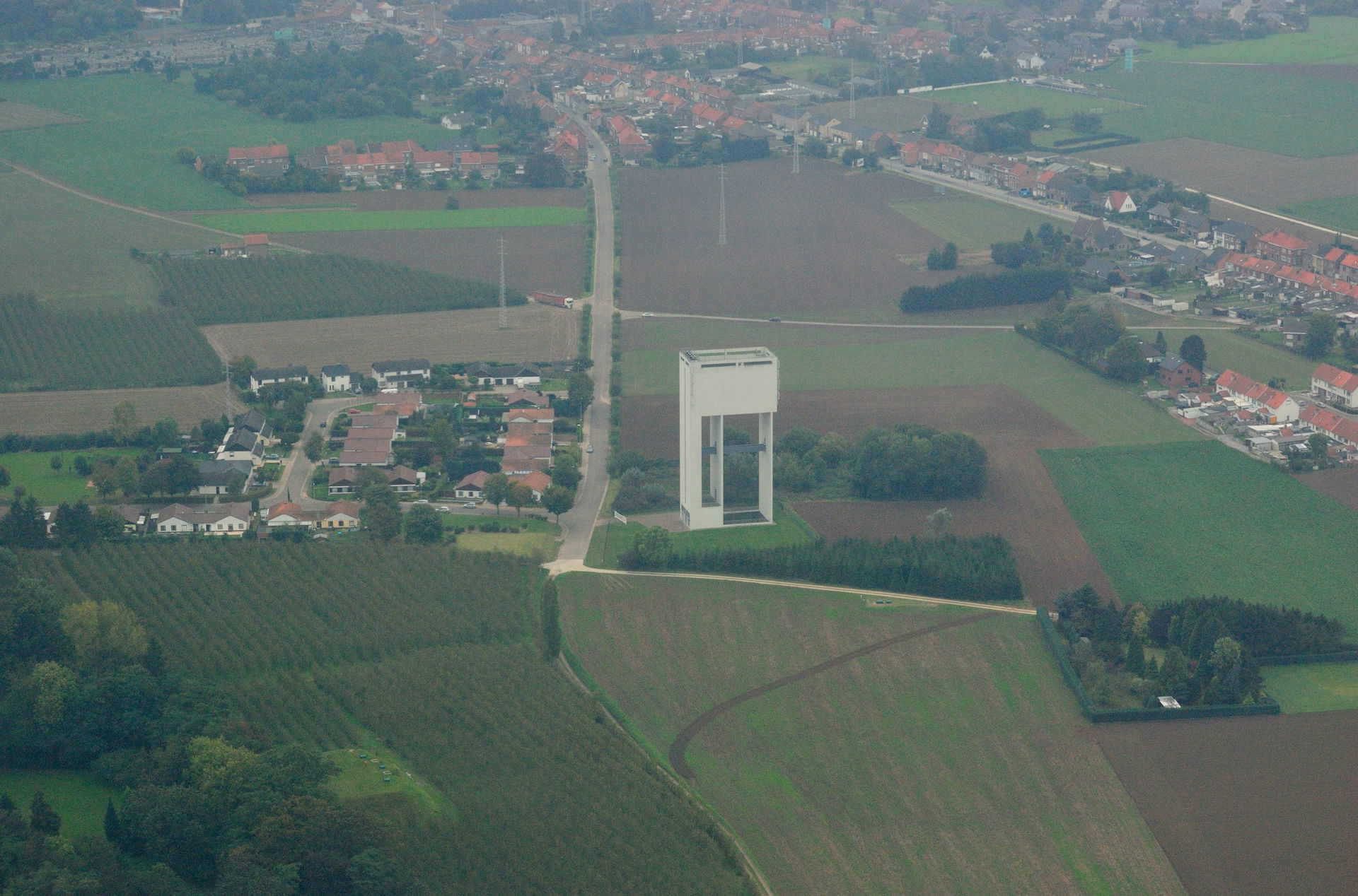 Aerial photograph of the water tower North of Tienen, Belgium, …