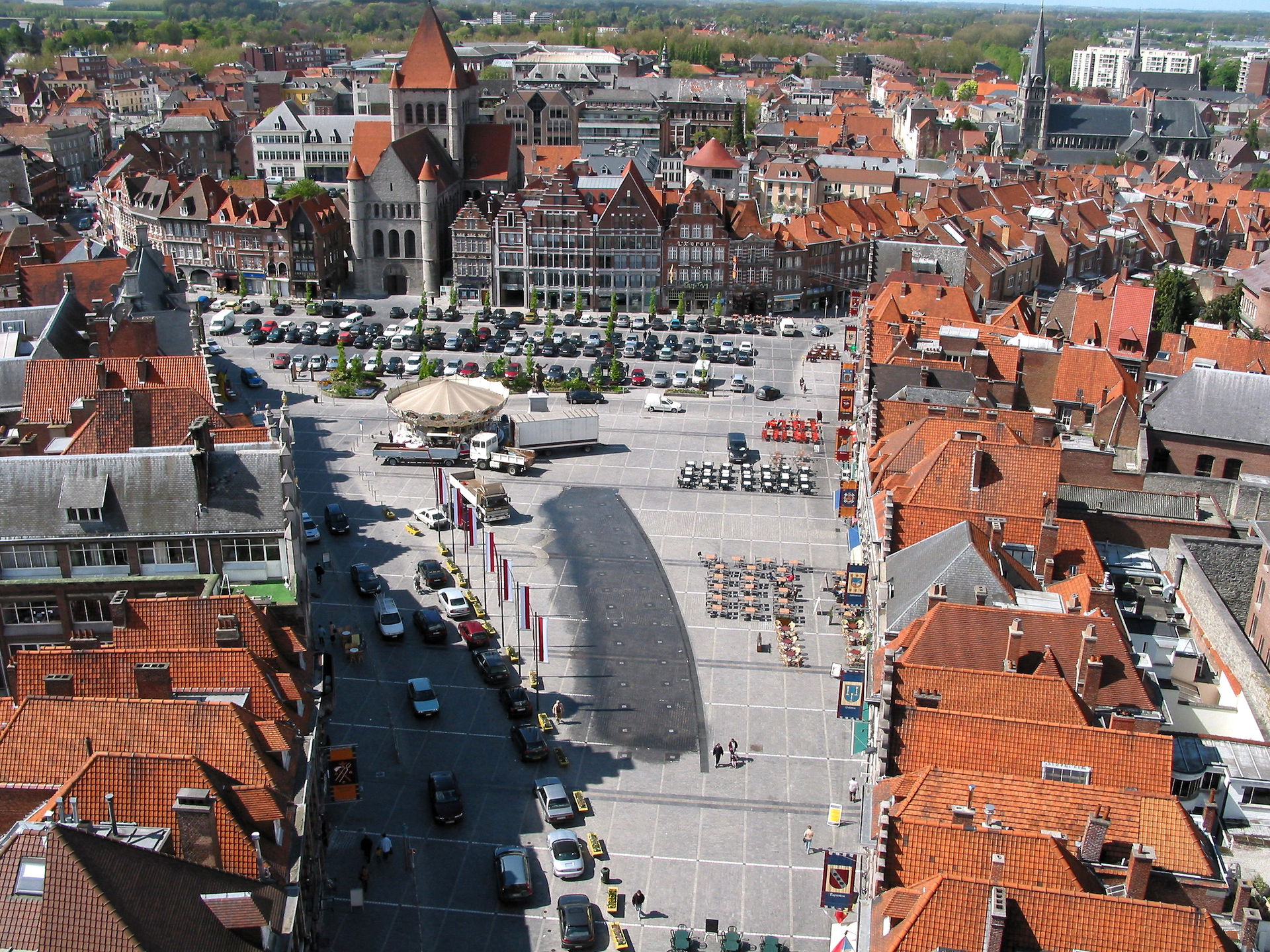 Tournai   (Belgium), view of the Grand-Place from the belfry ca…
