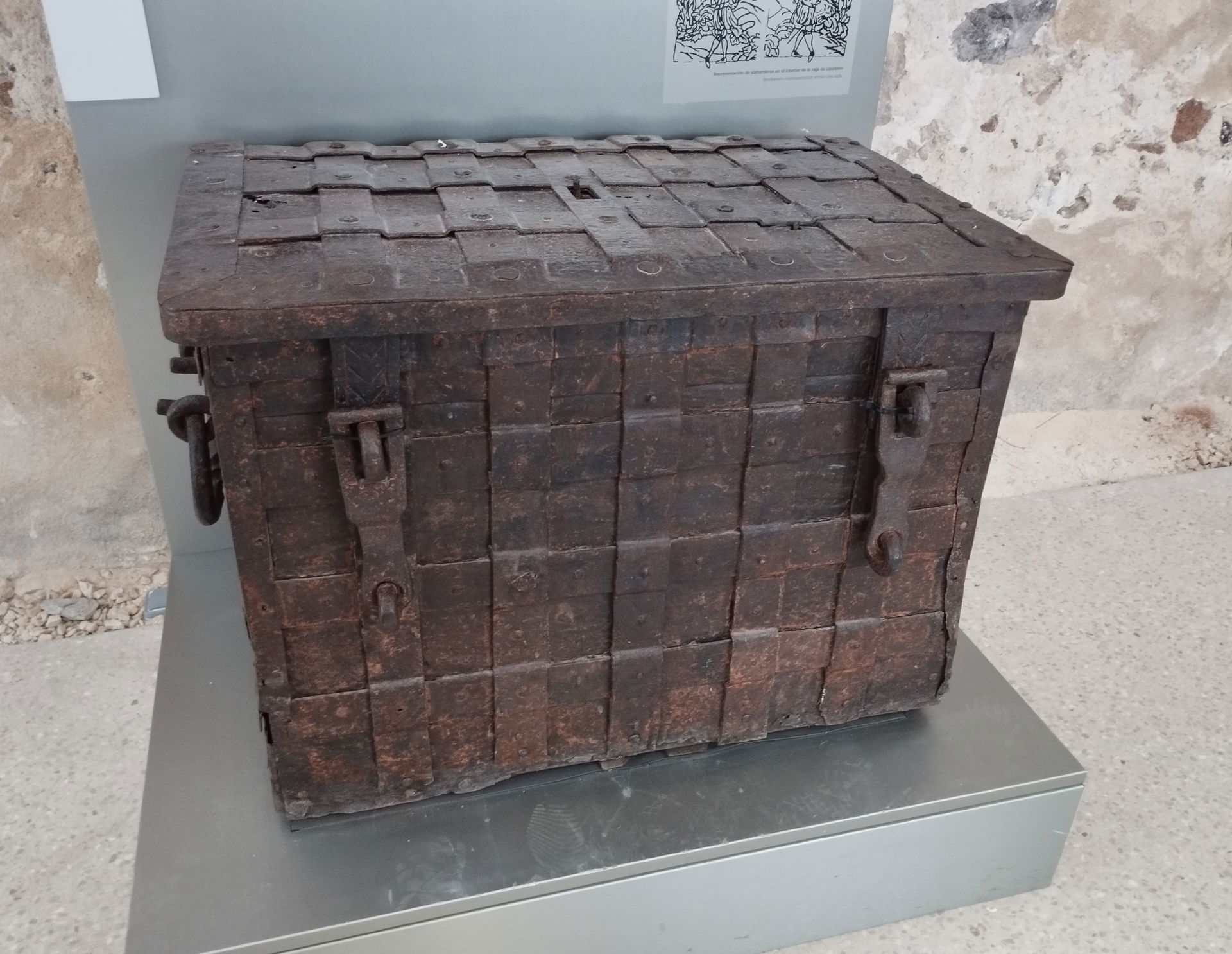 Wrought iron strongbox or chest, used by the City Council of Ca…