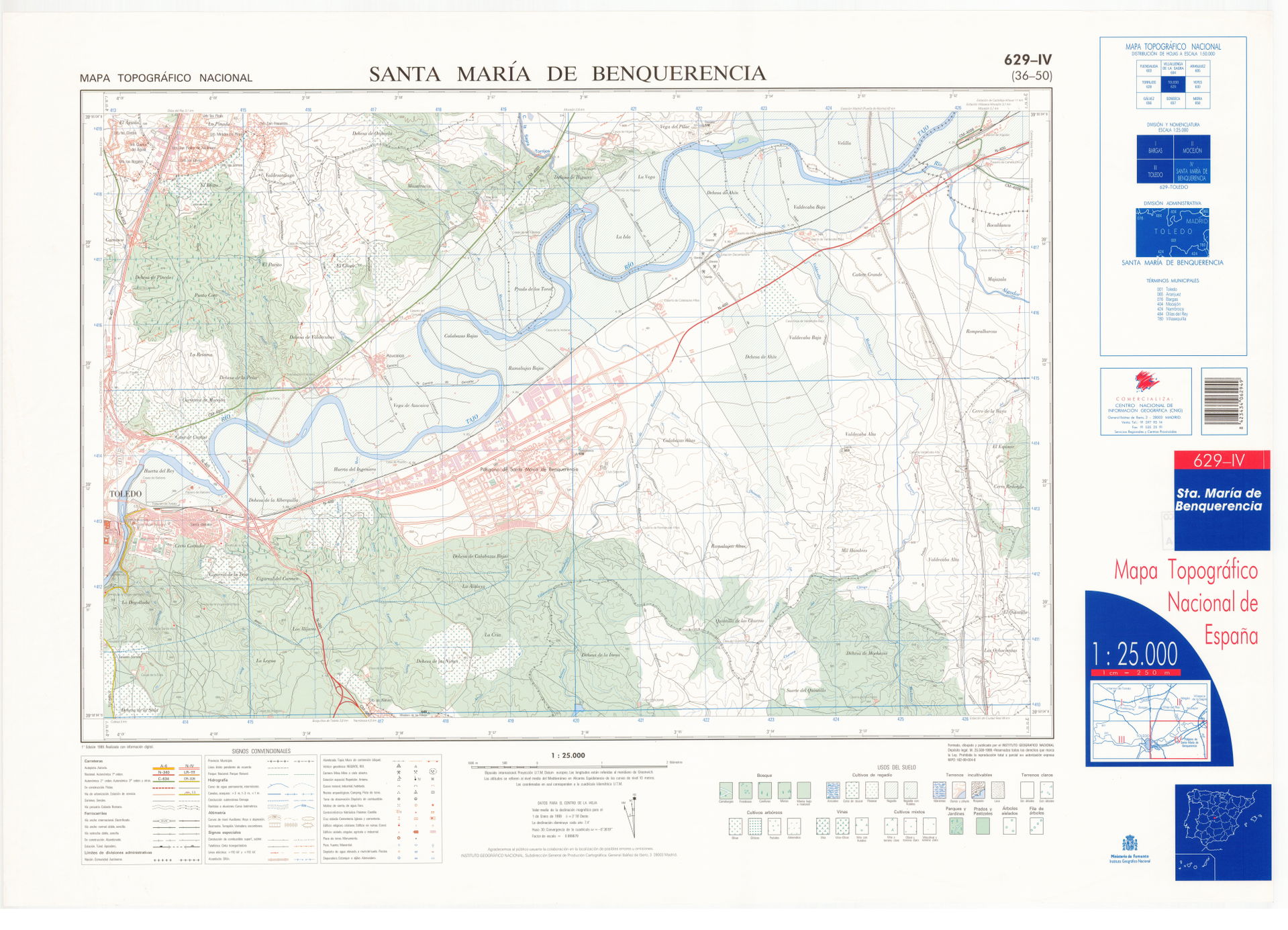 Fragment 0629c4 of the National Topographic Map of Spain in 199…