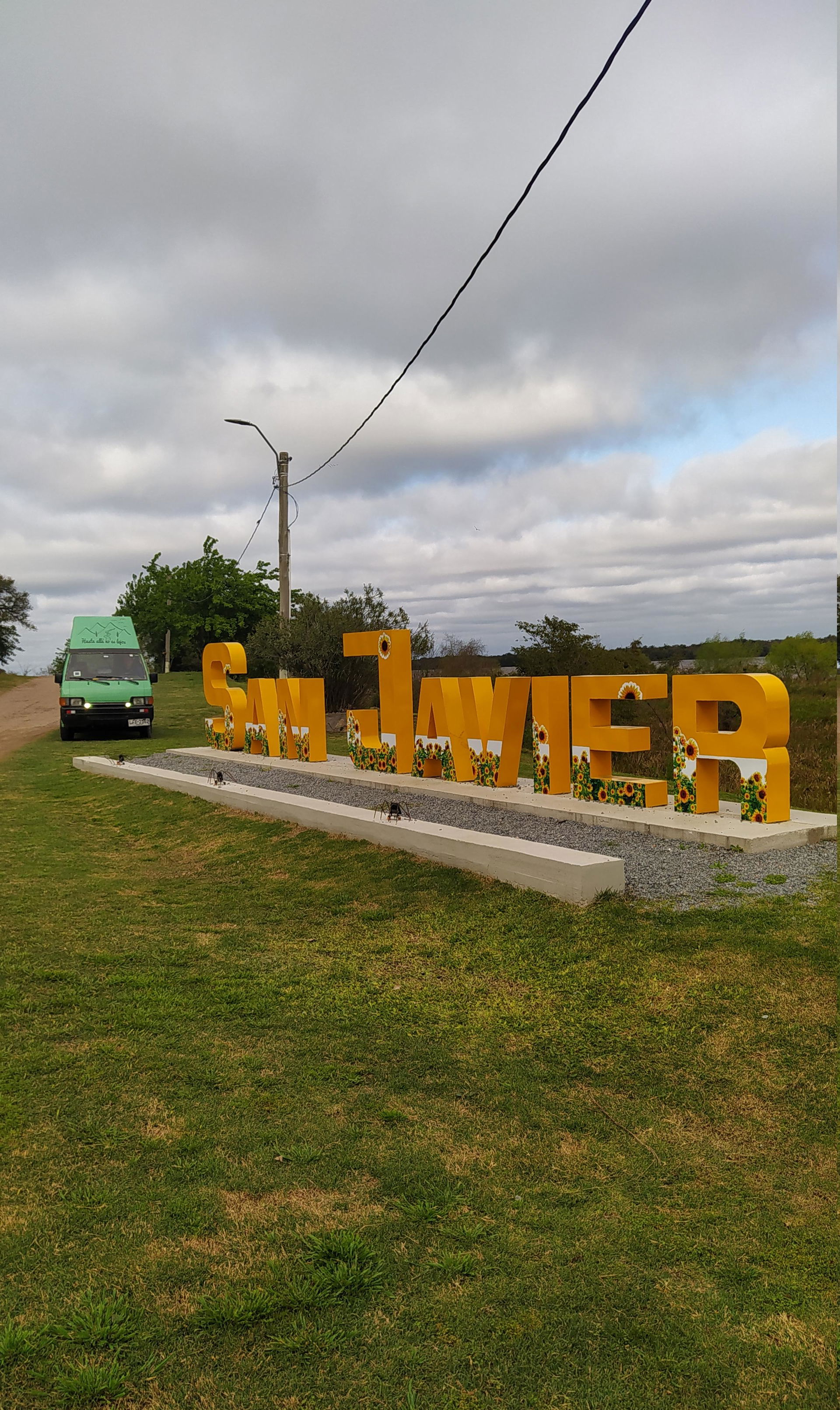 Sign of the name of the town in San Javier, Uruguay