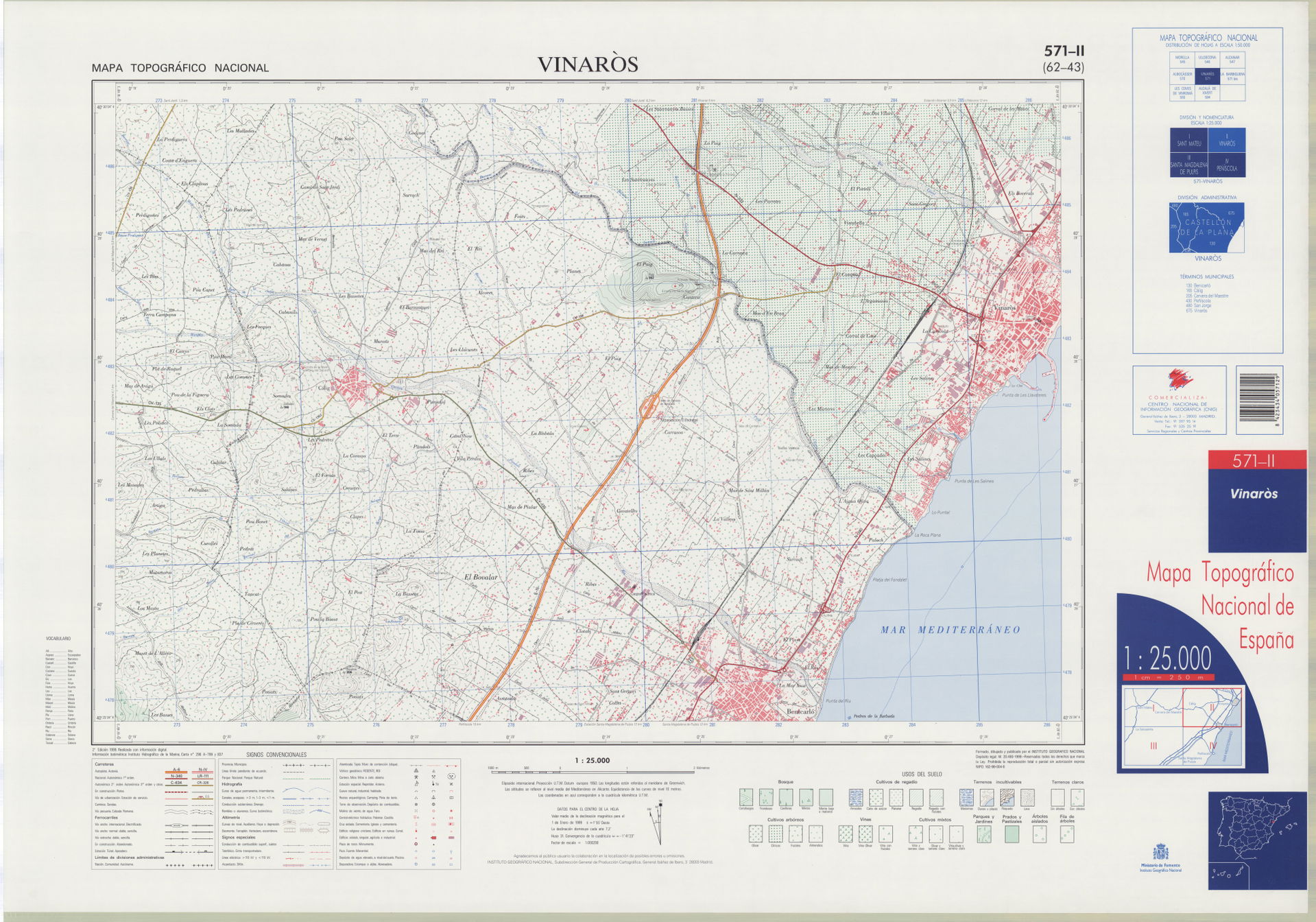 Fragment 0571c2 of the National Topographic Map of Spain in 199…
