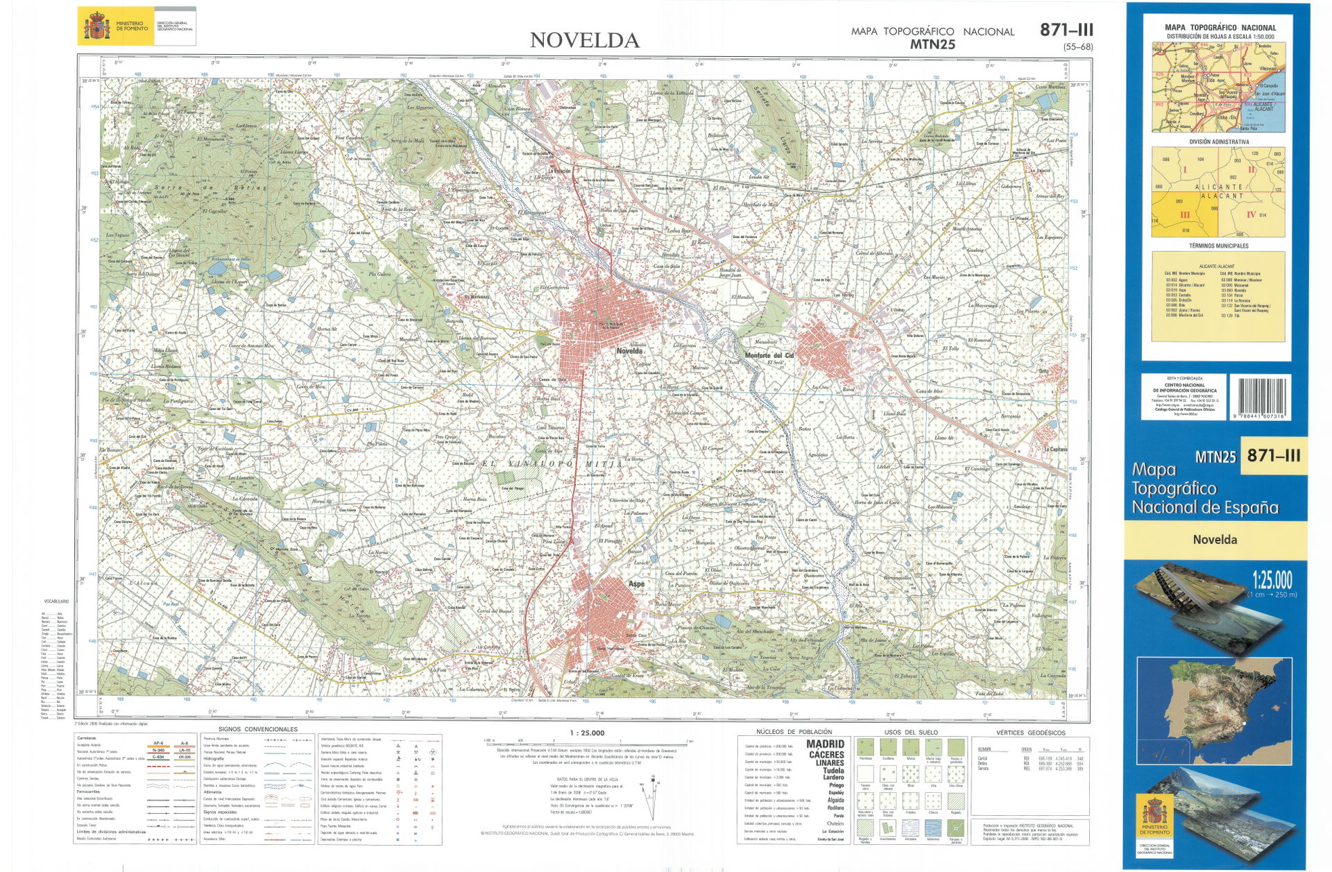 Fragment 0871c3 of the National Topographic Map of Spain in 200…