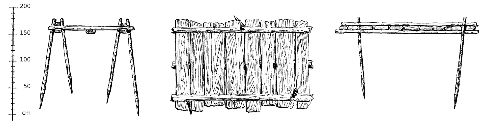 Drawing of the southern, elder Bog Trackway No II of Wittmoor a…