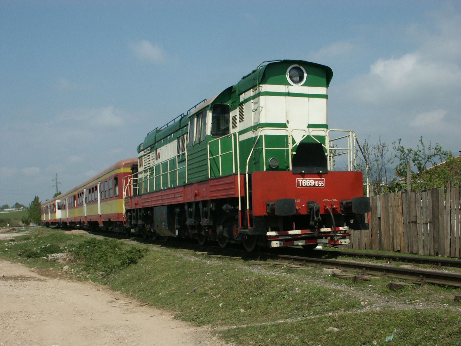 Train in Albania heading from Laç to Durrës, Spring 2007