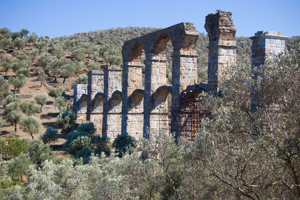 Near the village of Moría, these remains of an aqueduct, built …