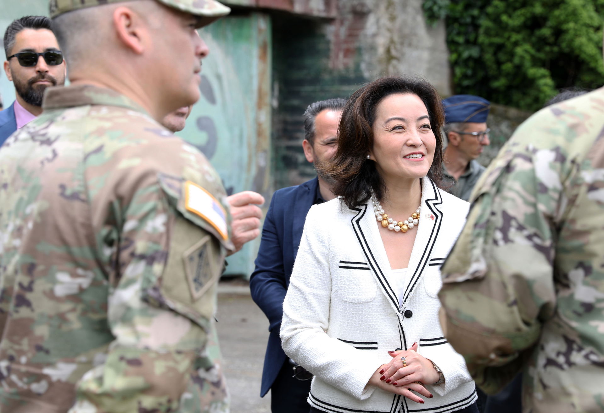 U.S. Ambassador to Albania Yuri Kim tours an old munitions stor…