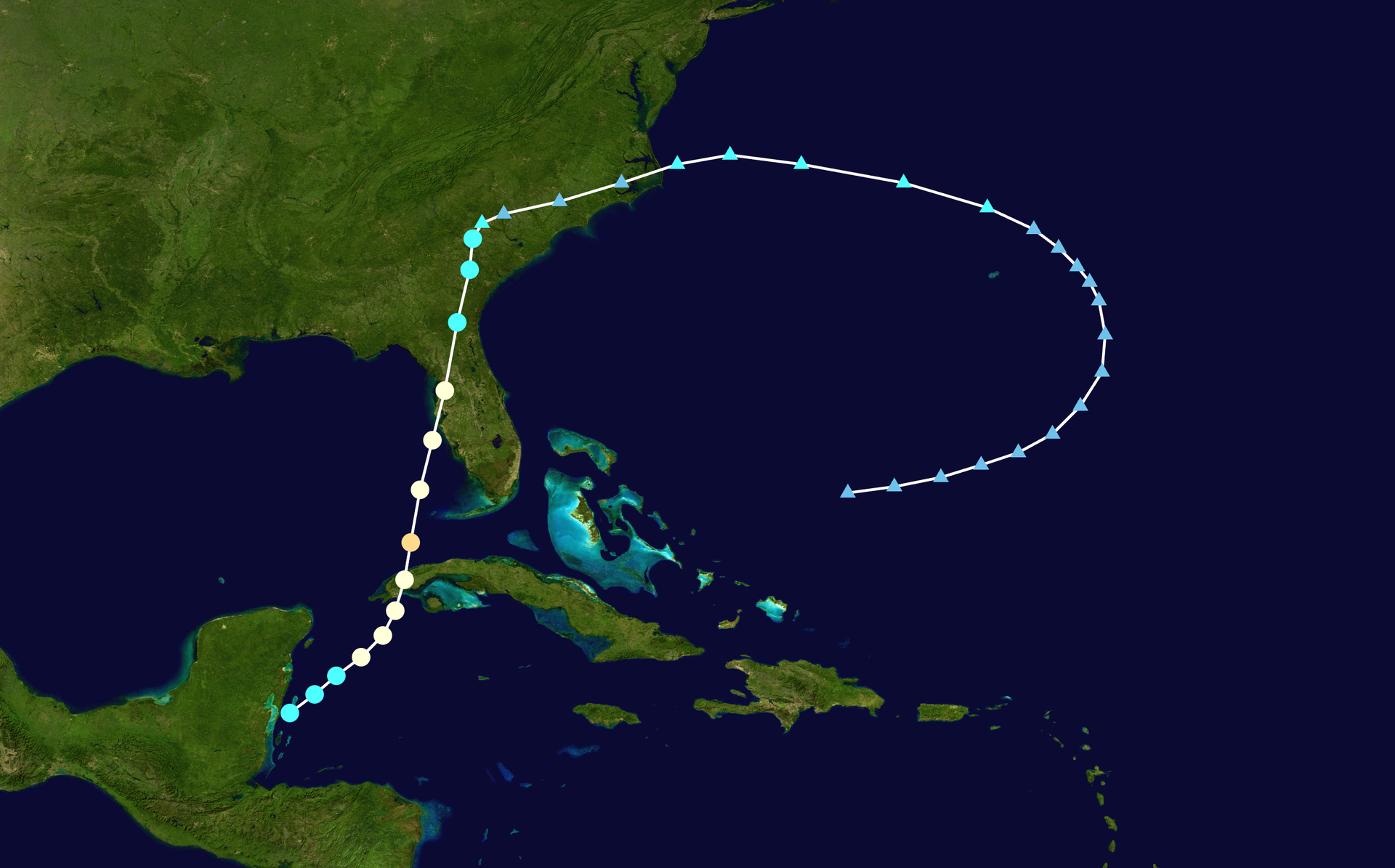 Track map of Hurricane Six of the 1946 Atlantic hurricane seaso…