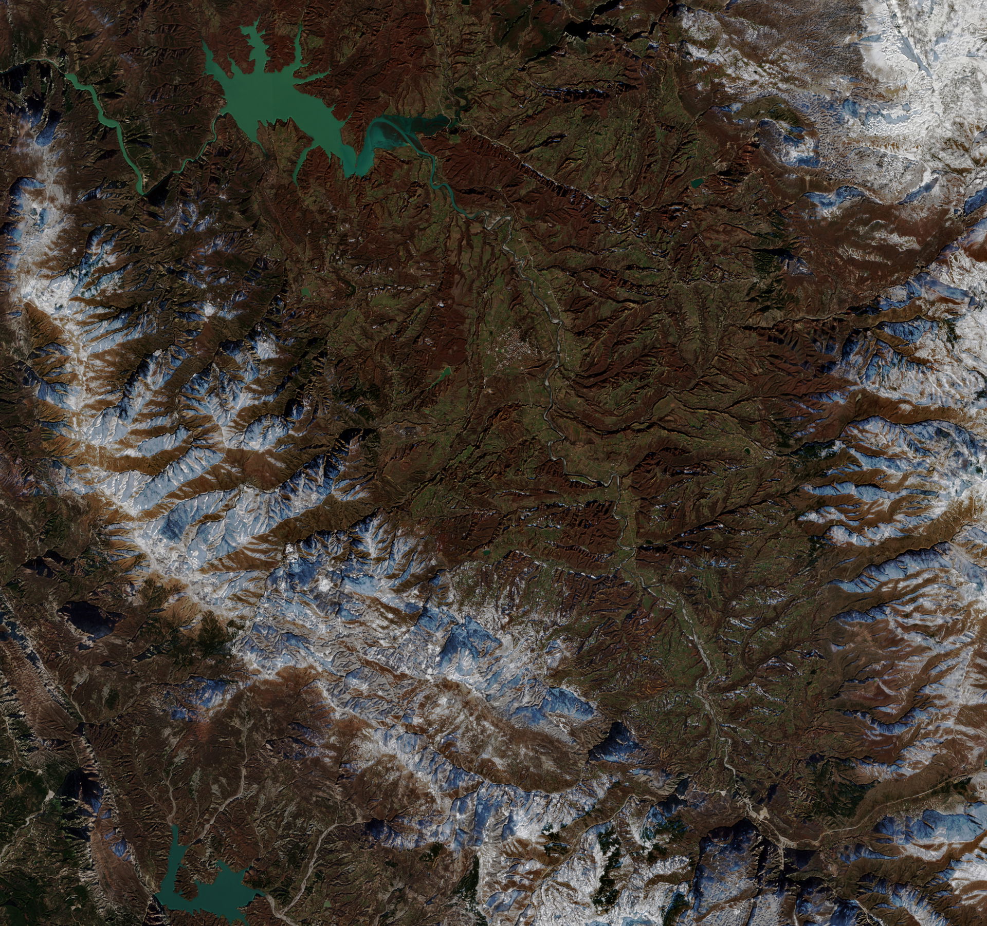 Satellite view of the Mat valley region, Mat river, Shkopet and…