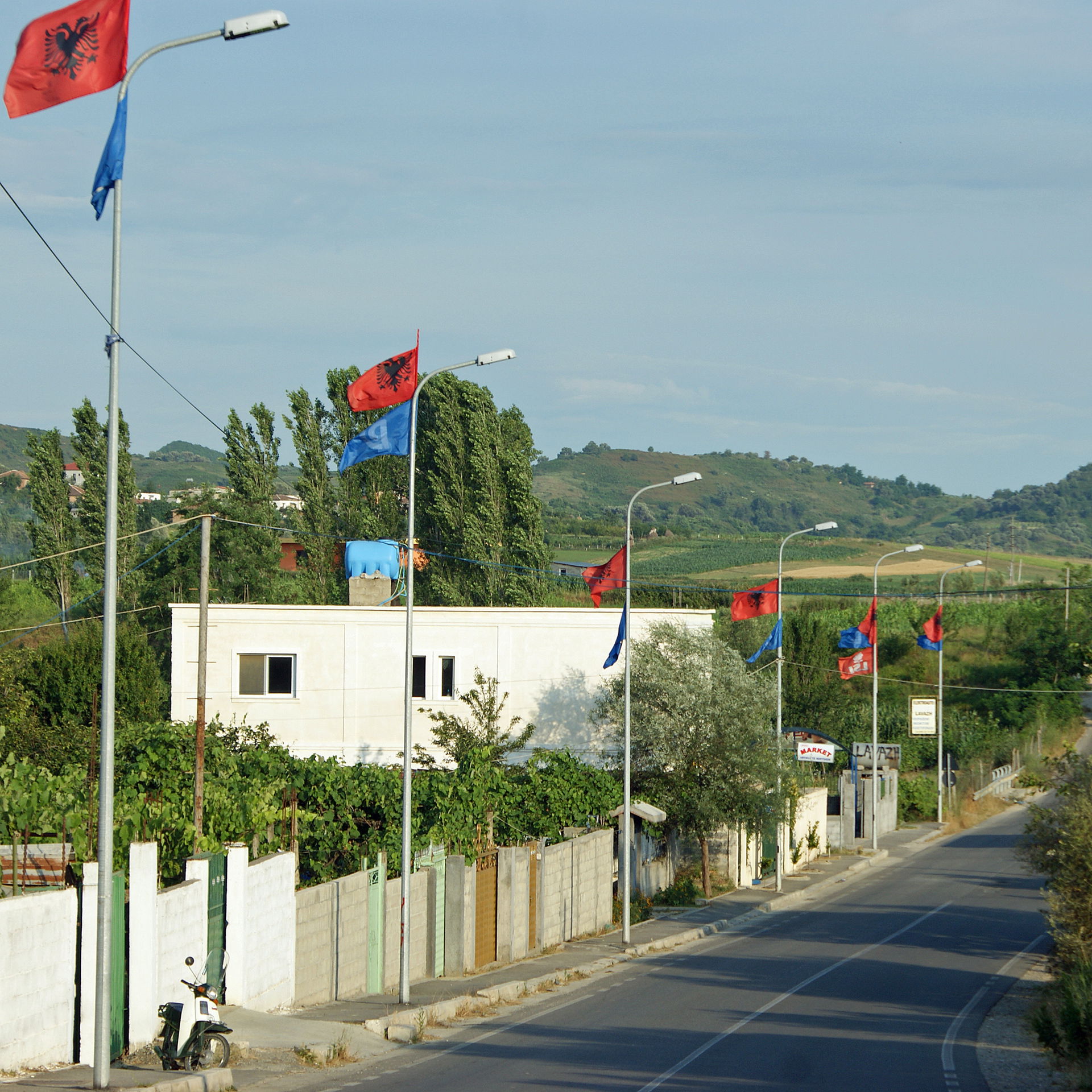 Flags in Manëz Community in Albania after the local elections o…