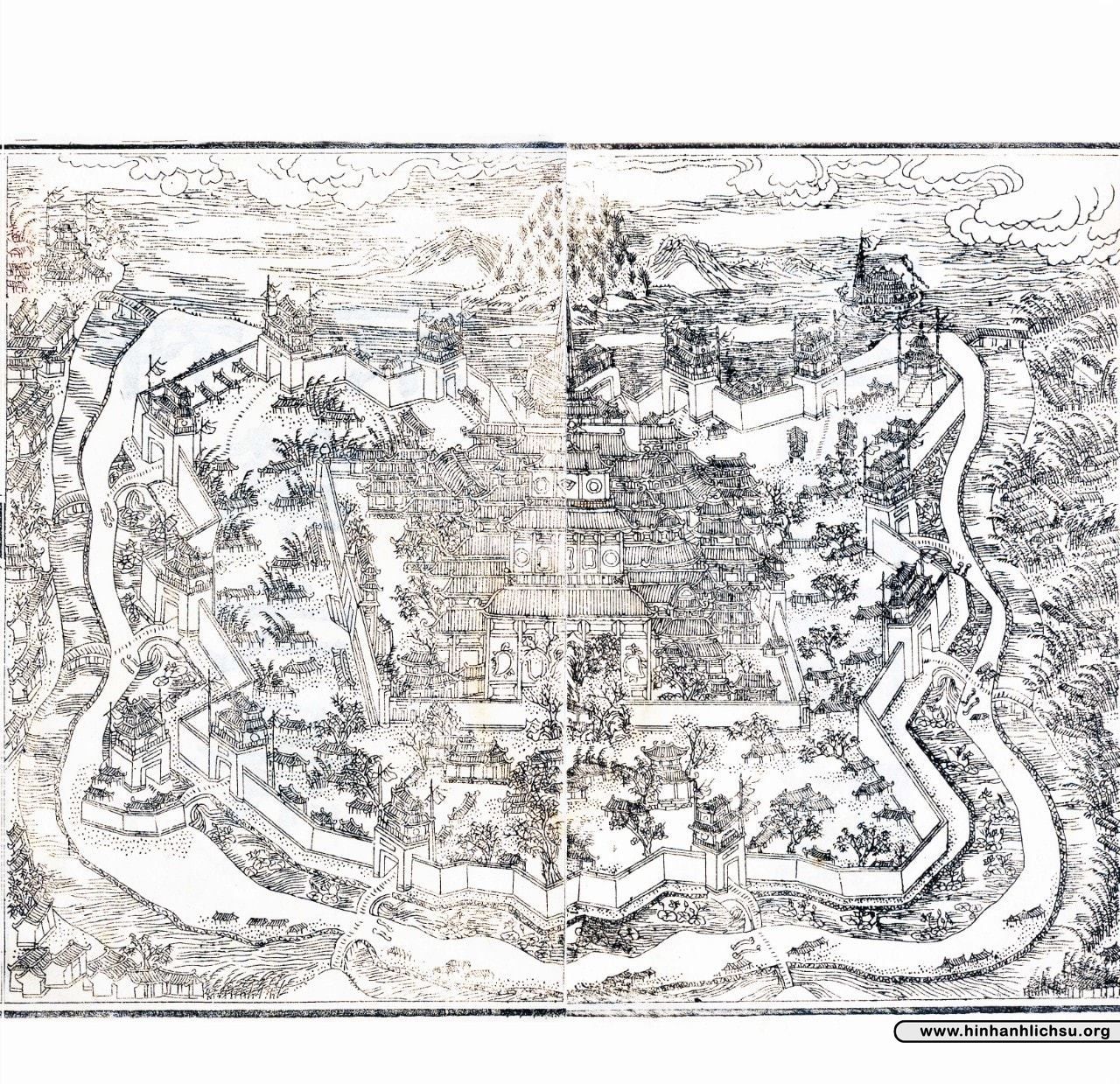 A sketch from the Thần kinh nhị thập cảnh (tiếng Hán: 神京二十景) se…