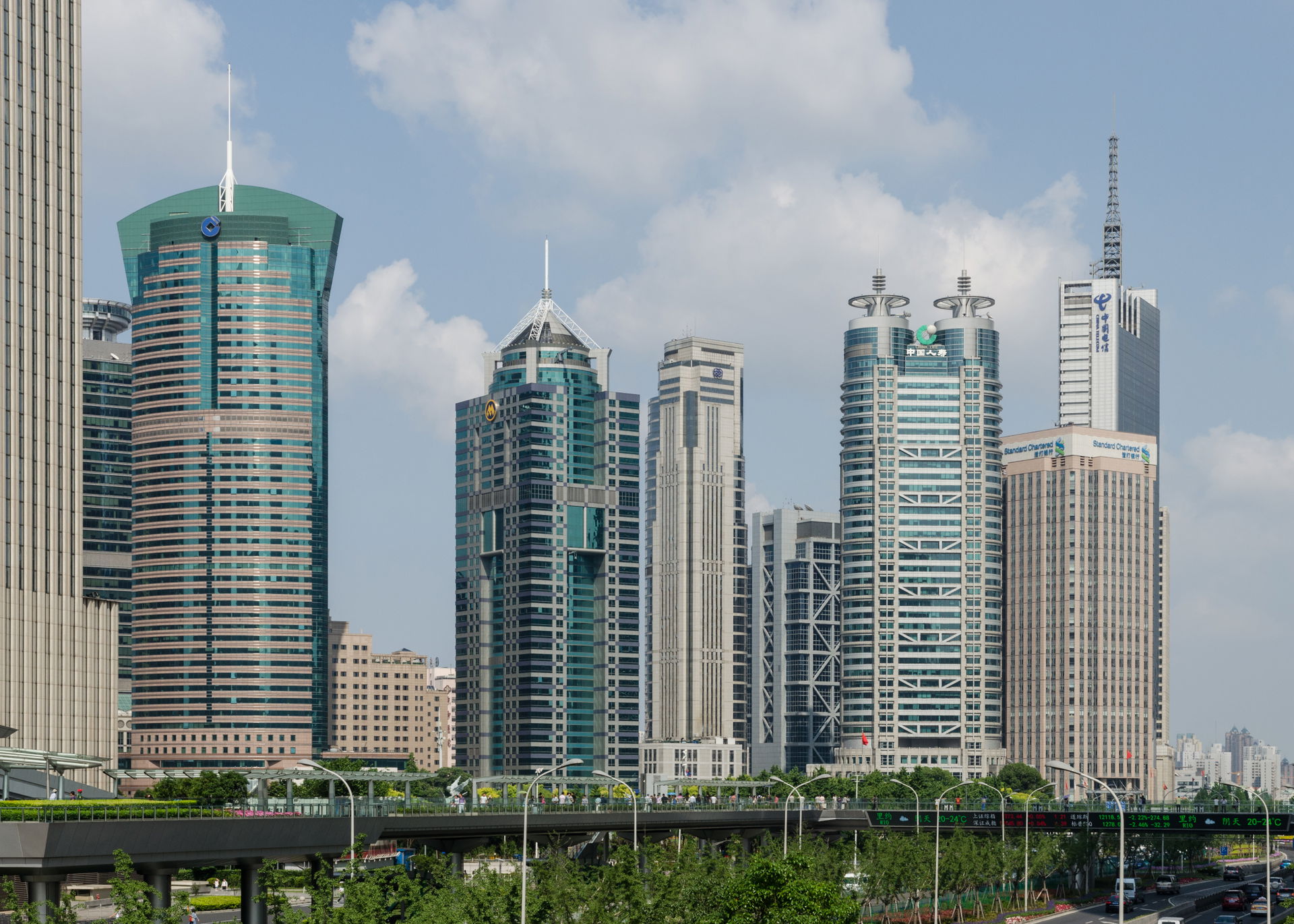 Several minor skyscrapers in the Lujiazui area of Pudong, Shang…
